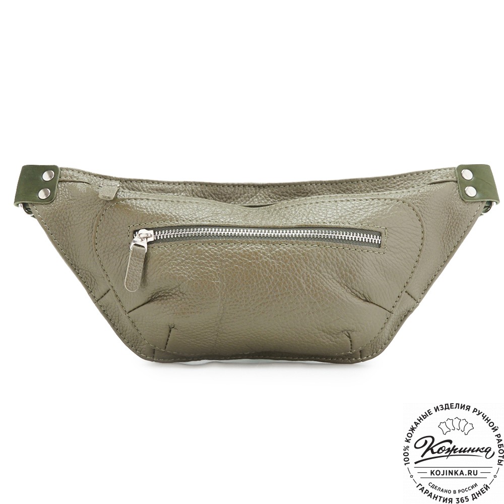 Кожаная сумка на пояс "Рики" (олива)